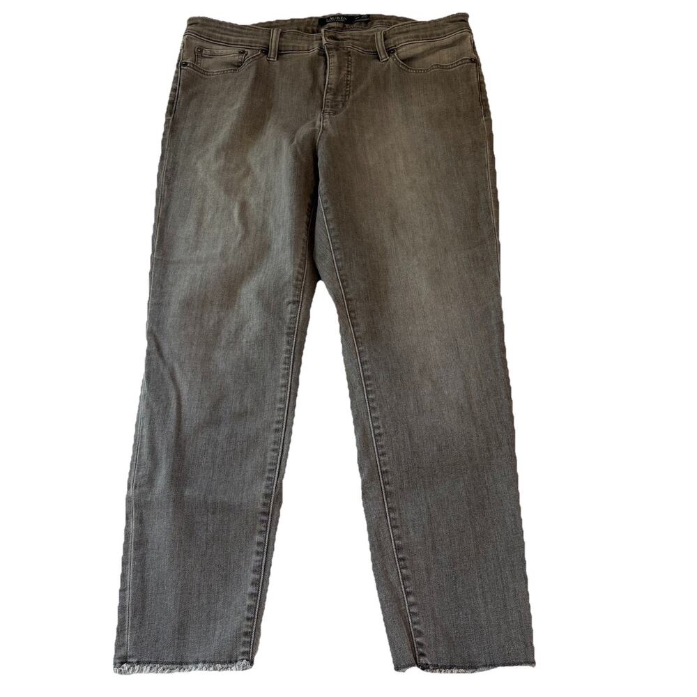Lauren Ralph Lauren Women’s Size 12P Gray Premier Skinny Cropped Jeans Raw Hem
